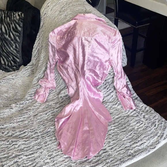 Alexander Wang Ruched Crinkled-Satin Shirt in Pink - Picture 12 of 14